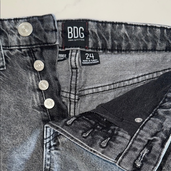 BDG Women's Distressed Summer Cutoff Grey Denim Shorts - Picture 4 of 7